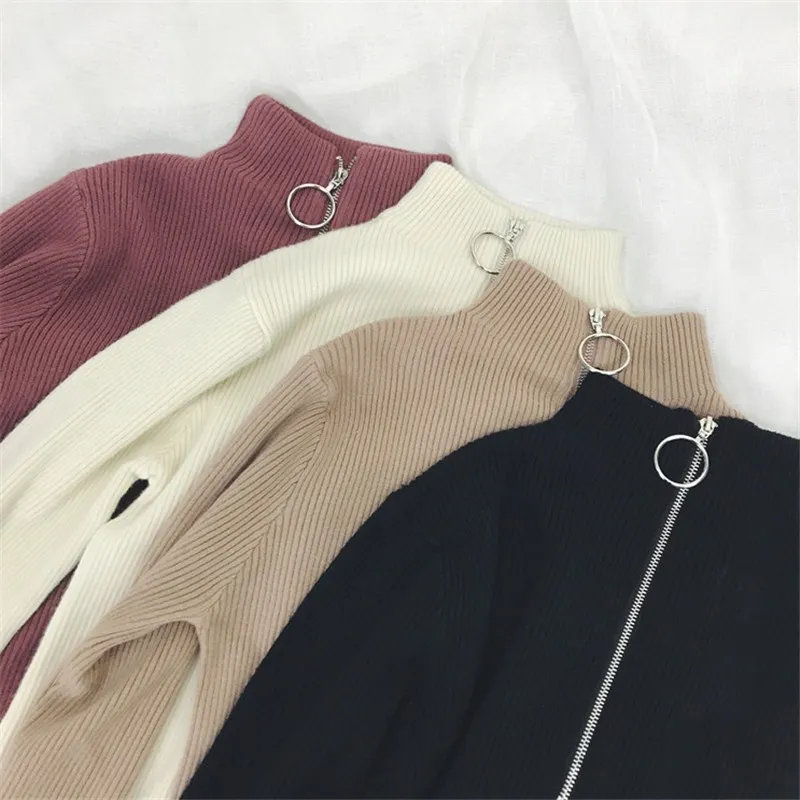 

2019 Cotton Limited New Sweaters And Pullovers Knit Sweater Half-high Collar Metal Tight-fitting Long-sleeved Hedging Wild Slim