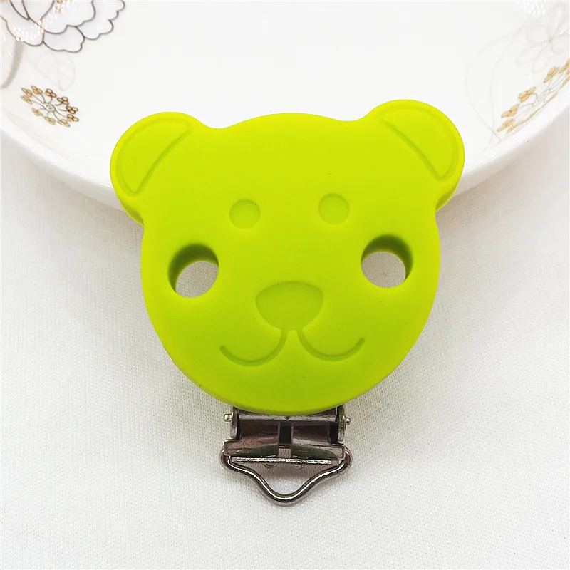 Chartreuse Chengkai 10 шт. силиконовый медведь зажимы для прорезывателей DIY Детские пустышки Прорезыватель Соска chupetero цепь ремесло медсестры ювелирные изделия игрушка зажим - Цвет: Chartreuse