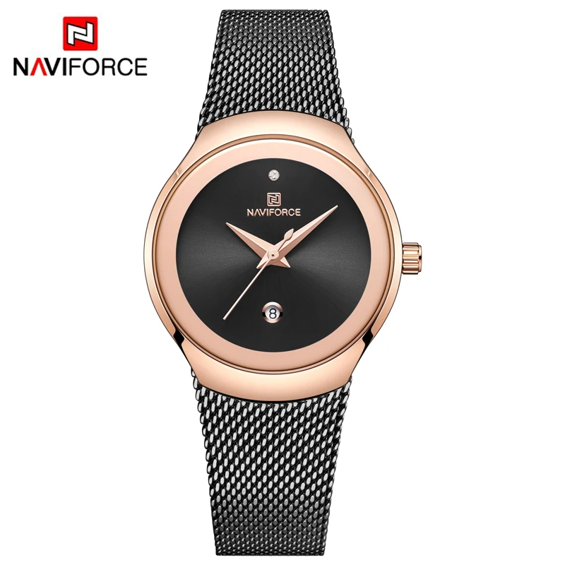 Женские часы NAVIFORCE от ведущего бренда, женские модные роскошные аналоговые кварцевые часы с датой, женские водонепроницаемые наручные часы из нержавеющей стали