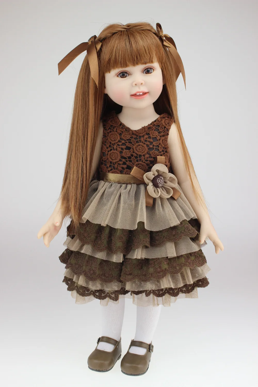 

Girl Dolls American 45cm Realistic Likeness Mini Silicone Baby Doll Reborn Full Body Long Hair Princess Dolls Toys For Children
