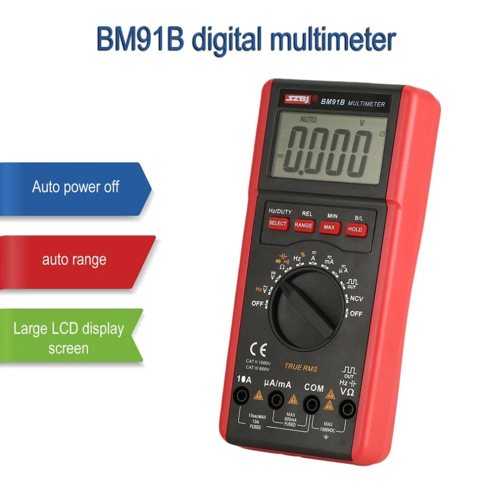 SZBJ BM91B подсветка цифровой ЖК-дисплей мультиметр Вольтметр Амперметр AC диод на