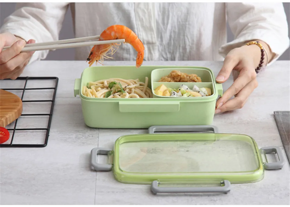 MICCK Microwaveable Ланч-бокс с отделениями детский Bento box герметичный контейнер для еды школьный Ланчбокс с сумками для пикника