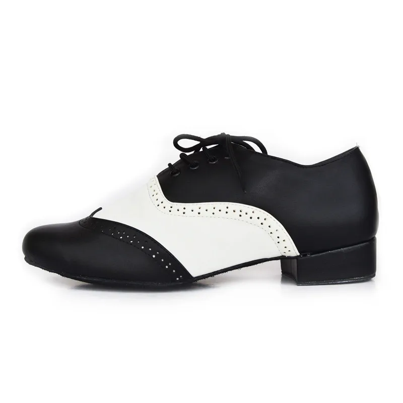 Professional Black White Synthetic Leather Men's Tango Salsa Ballroom Latin Dance Shoes with Suede Sole 2.5cm Heels | Спорт и