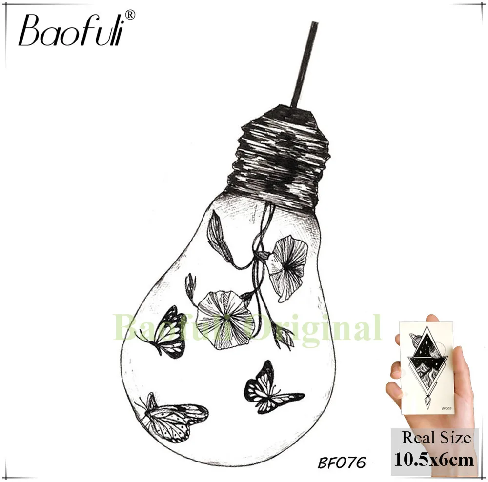 BBF076 Baofuli черный Одуванчик временная татуировка роза Венок геометрические водостойкие художественные татуировки руки и ноги поддельные татуировки Женщины Девушки тела руки - Цвет: BBF076
