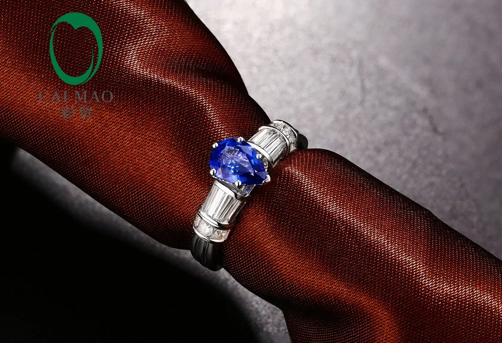 14 к белое золото 5x7 жумчужный разрез 0.92ct мигающий синий танзанит драгоценный камень бриллиант обручальное кольцо
