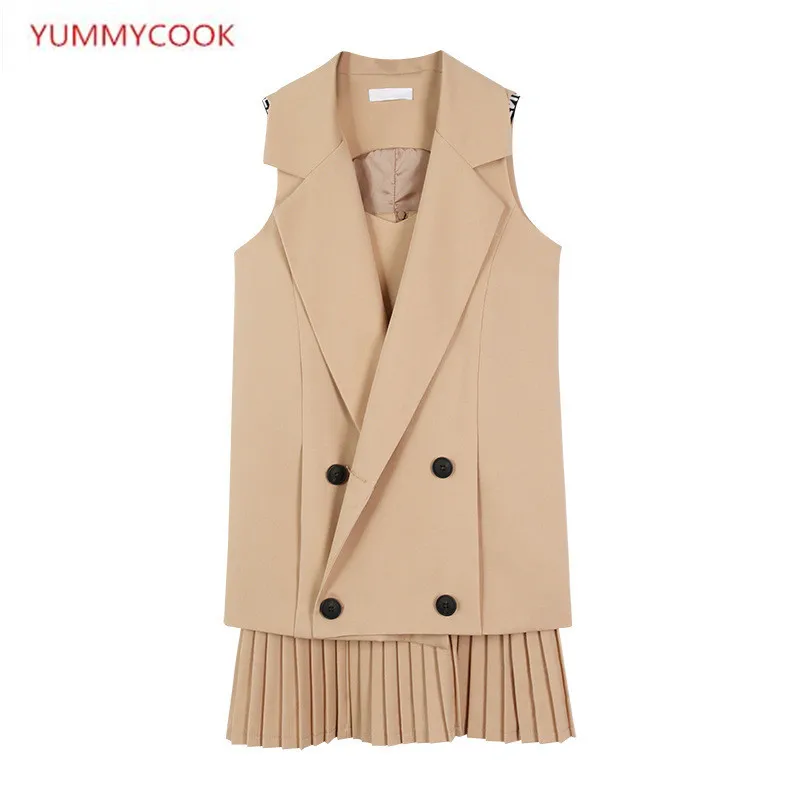 2018 сезон: весна–лето мода тонкий средней длины раздел костюм жилетка +