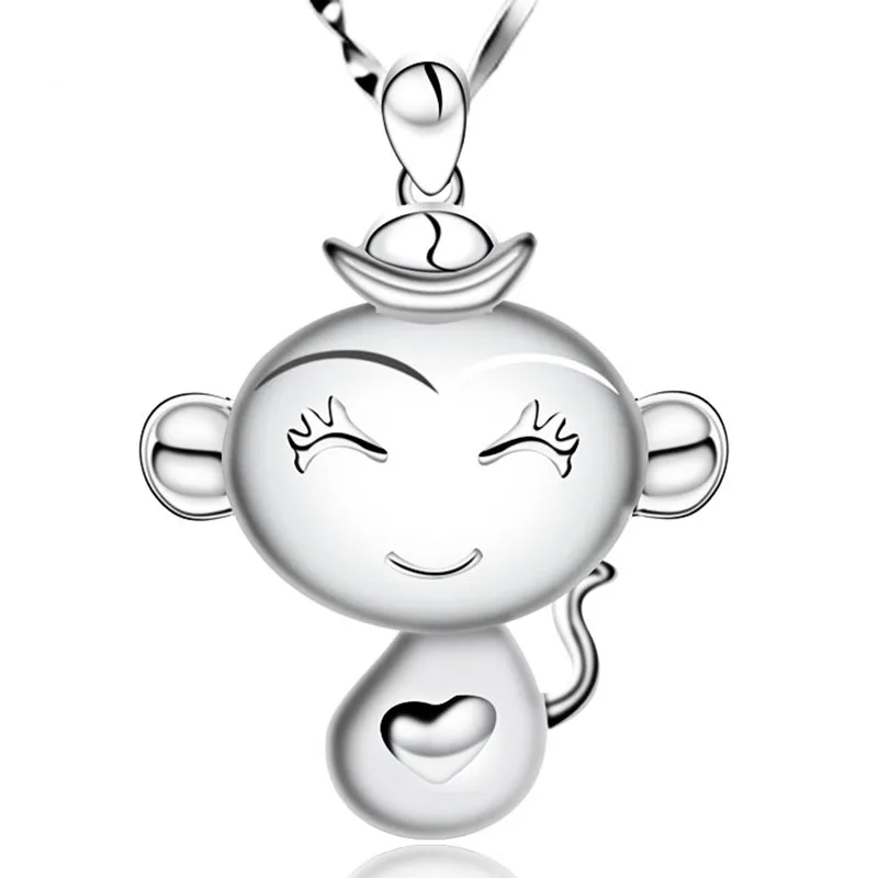 Cute Cartoon Girl Pendant Lovely 3D Animals Necklace for Women High Quality 925 Sterling Silver Funny Jewelry | Украшения и