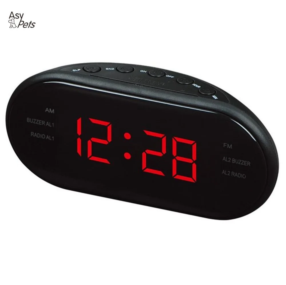 

AsyPets New Fashion Modern AM/FM LED Clock Radio Electronic Desktop Alarm Clock Digital Table Clocks Snooze Function-25