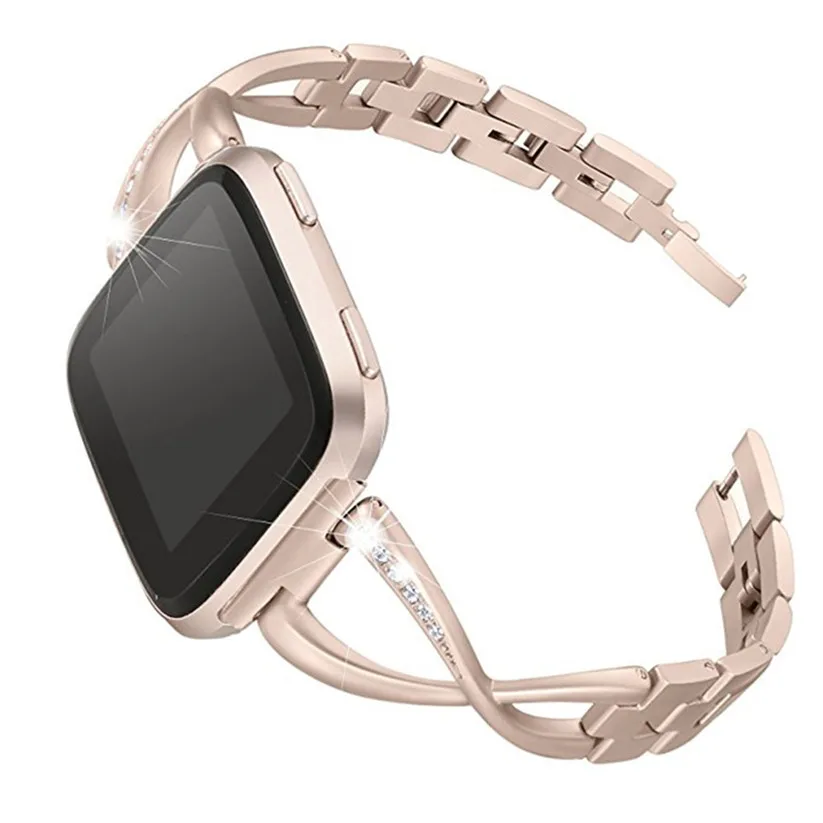 CARPRIE браслет роскошный сплав кристалл Нержавеющая сталь ремешок для Fitbit versa td0626