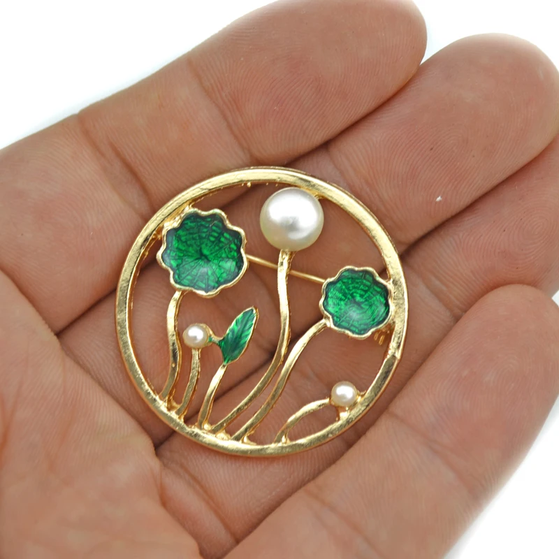 Горячие Броши с искусственным жемчугом летние ювелирные булавки Золотая эмаль