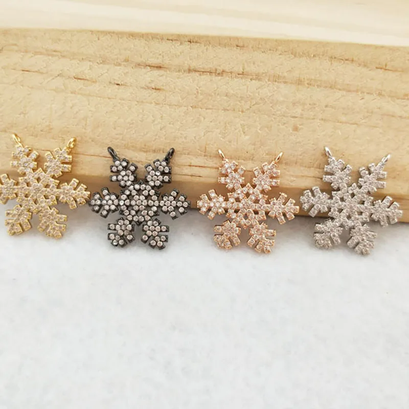 

10 Pcs Tiny CZ crystal snowflake shaped Charm pendant CZ zircon Stone Micro pave Pendant Finding DIY necklace Jewelry PD888