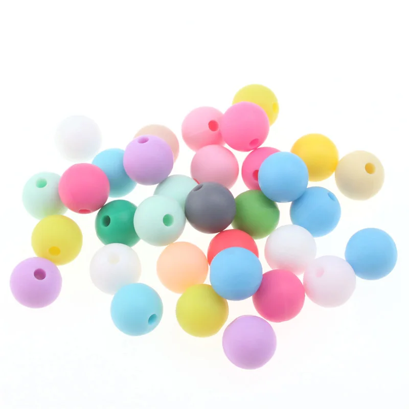 Cuentas redondas de silicona para mordedor de beb&eacute;, cuentas de silicona masticables sin Bpa para la fabricaci&oacute;n de joyas, juguetes de dentici&oacute;n Diy, regalo, 12mm, 100 Uds.-0