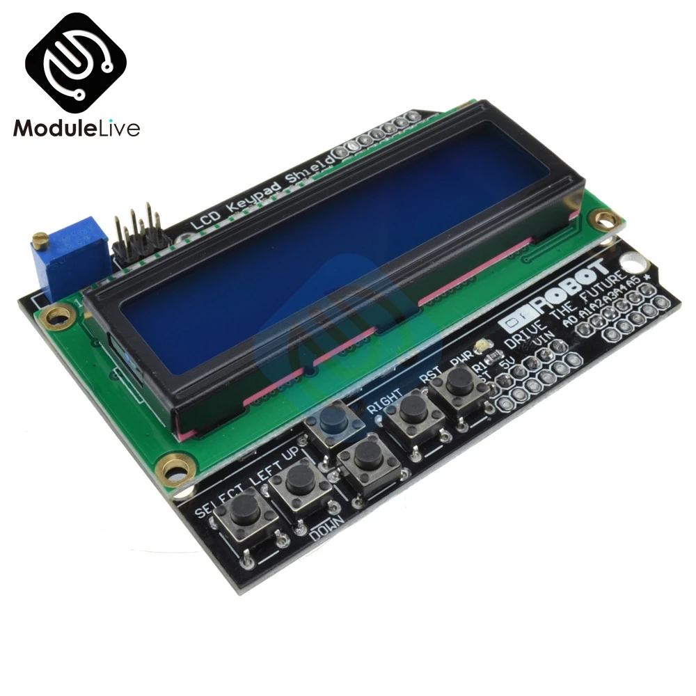 ЖК-дисплей для Arduino 1602 защитный модуль клавиатуры 16x2 5 в Синяя подсветка с белым