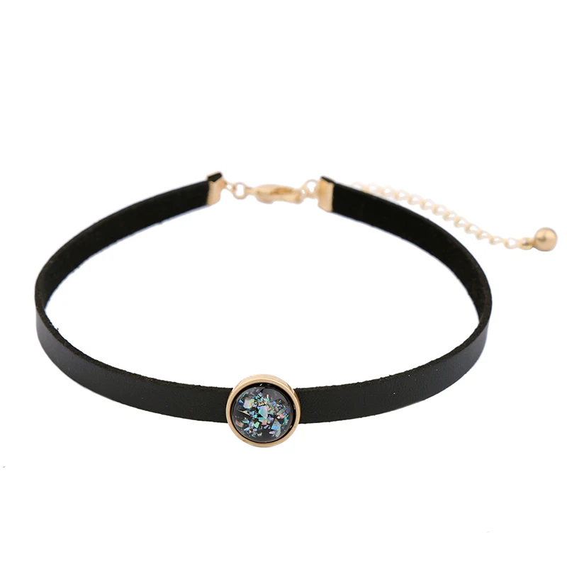 Модное Трендовое черное ожерелье чокер из искусственной кожи 2017 очаровательное