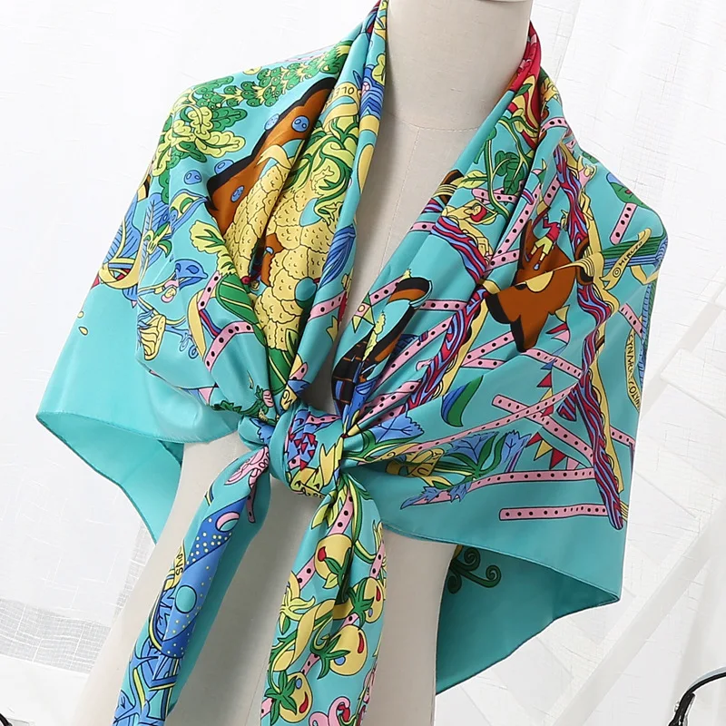 PEIHANLI Женская мода 100% Атлас Шелковый шарф печати квадратных атласные шарфы