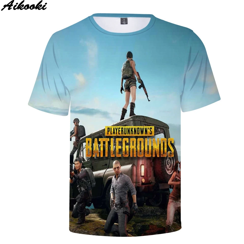2014 г. хит продаж футболка с 3D принтом в виде игры PUBG стиле хип-хоп короткими