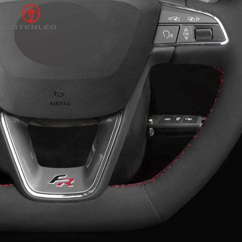 LQTENLEO черная замша DIY крышка рулевого колеса автомобиля для Seat Leon Cupra R Leon ST Cupra Ateca FR