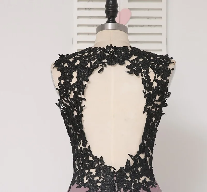 

HVVLF Black 2018 Prom Dresses Mermaid Floor Length Open Back Applique Lace Slit Sexy Prom Gown Evening Dresses Evening Gown