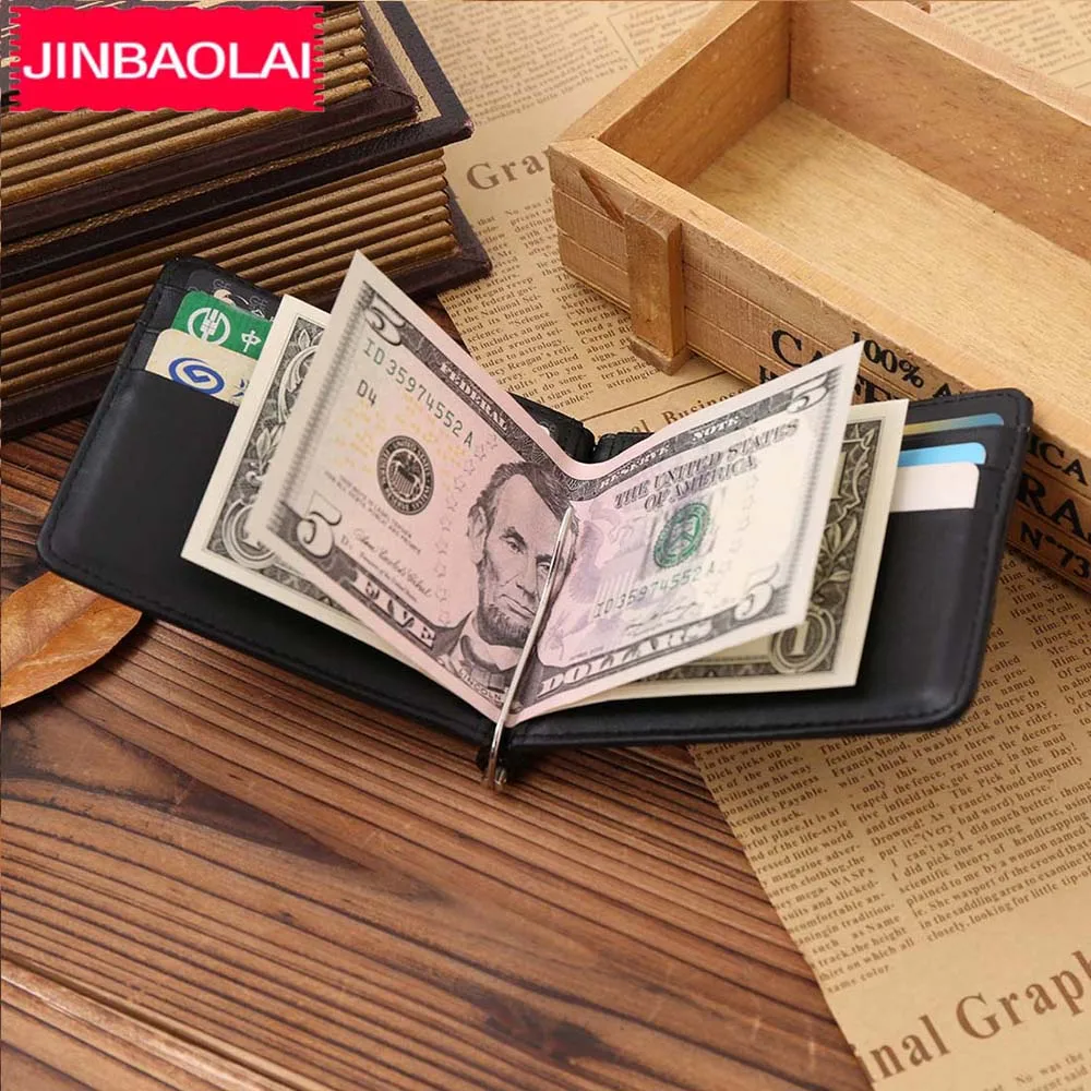 JINBAOLAI кошельки с зажимом для денег мужские из натуральной кожи карманом карт