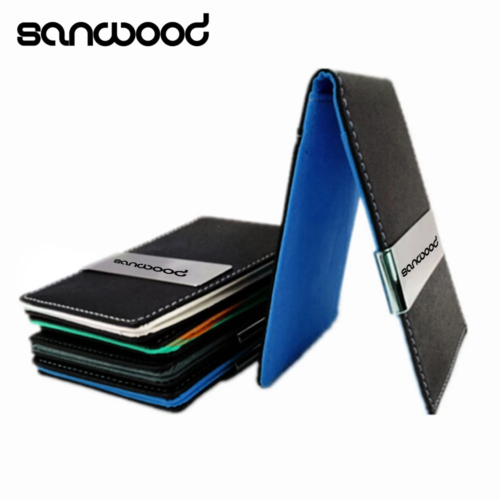 Кошелек двойного сложения мужской кожаный зажим для денег Тонкий кошелек