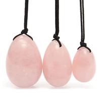 3pcsset rose quartz crystal eggs with rope yoni eggs massage handball massager ball for exercise ball health care massage tool