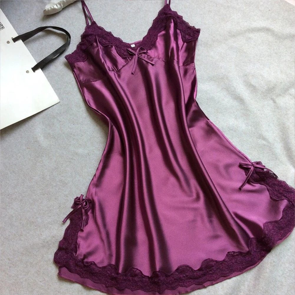 Модные женские туфли Женская пижама Атлас кружева шелковое белье рубашки пижамы