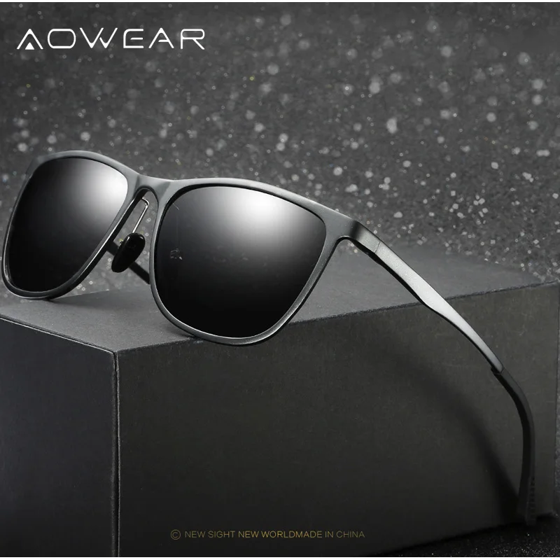 Мужские поляризованные солнцезащитные очки AOWEAR роскошные мужские из алюминиево