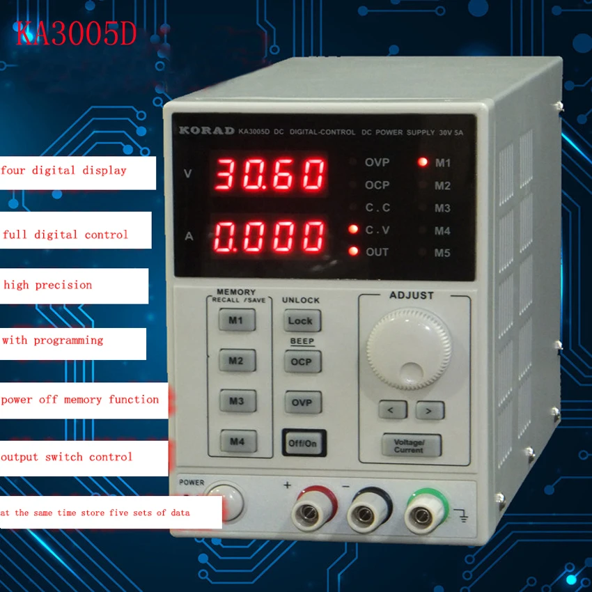 

KA3005D high precision Adjustable Digital DC Power Supply mA 0~30V 0~5A for scientific research service Laboratory