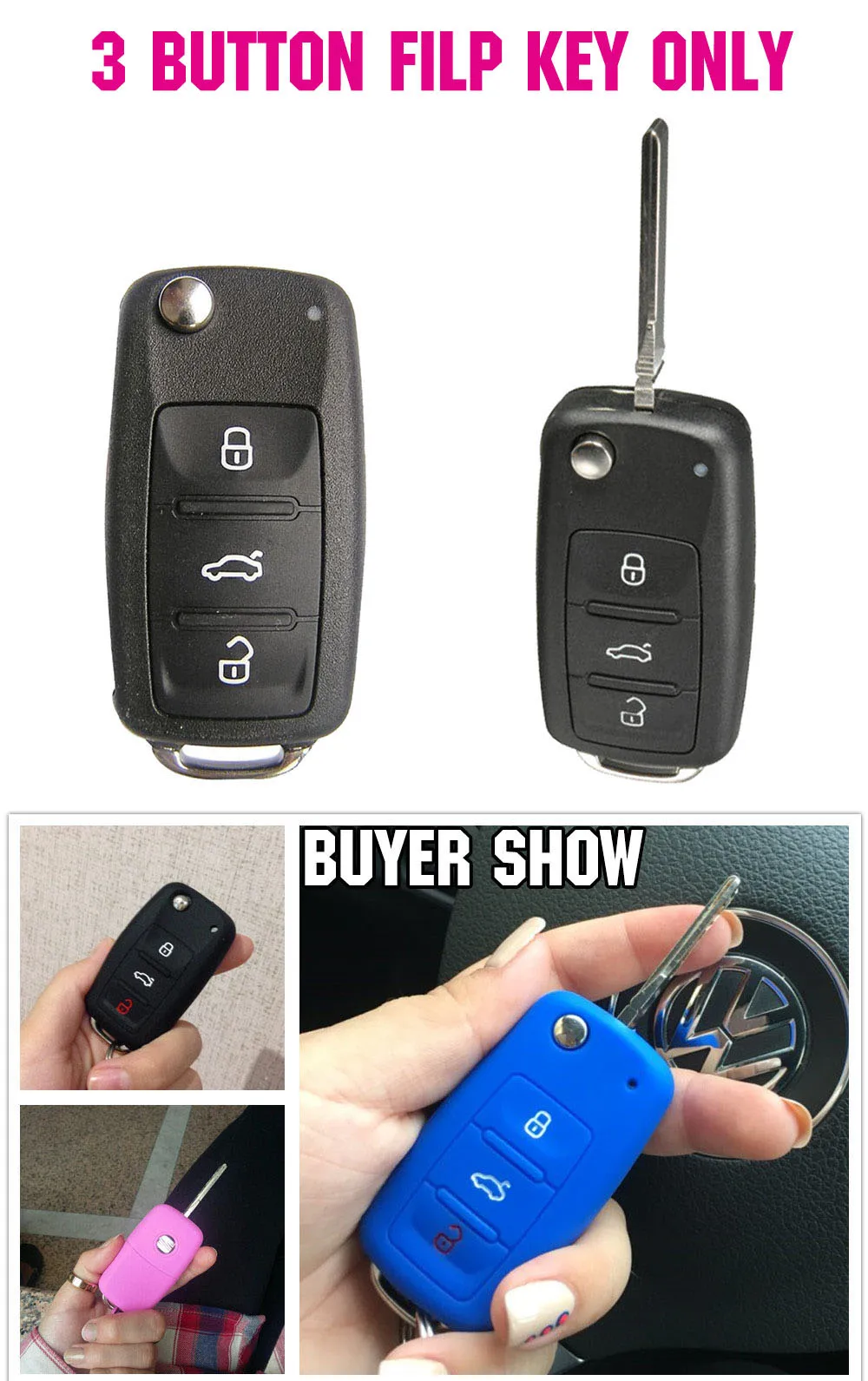 Силиконовый флип-ключ подходит для VW GOLF POLO PASSAT SKODA OCTAVIA SEAT IBIZA ALTEA TOLEDO LEON CUPRA 3 кнопки протектор для пульта дистанционного управления