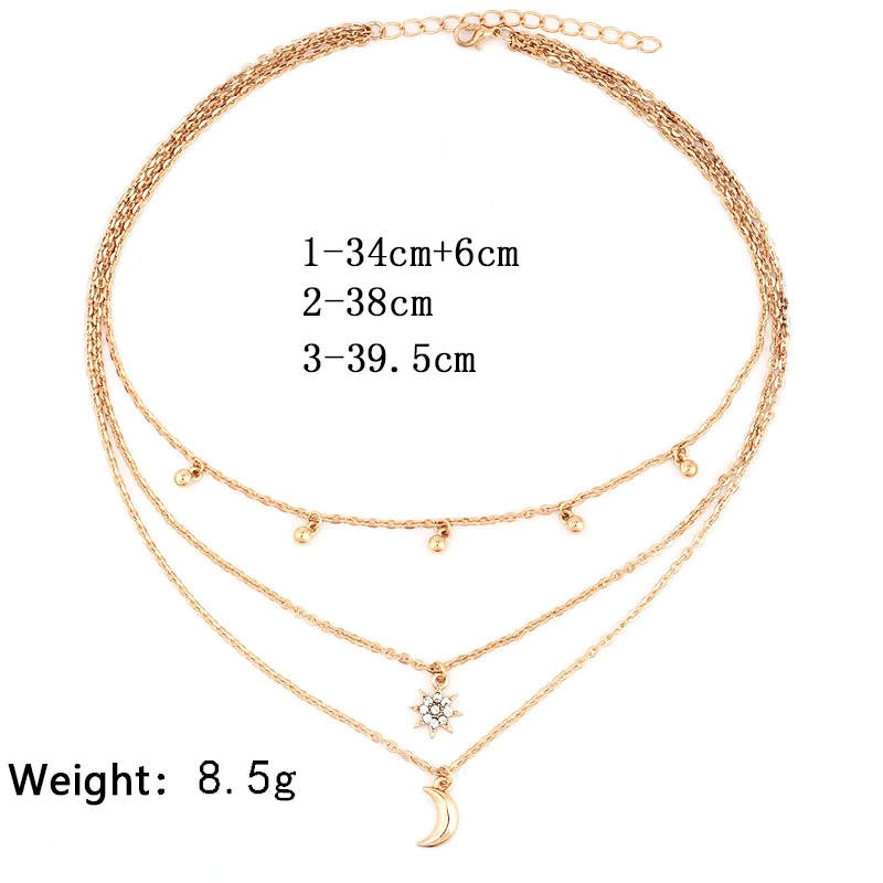 3 шт./компл. модное многослойное ожерелье с подвеской в виде Луны звезды
