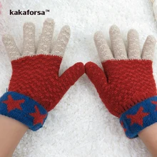 Детские мягкие теплые лоскутные акриловые зимние перчатки