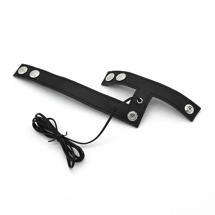 Двойной контакт электро пенис ремень проводящая лента ПУ кожаное кольцо для