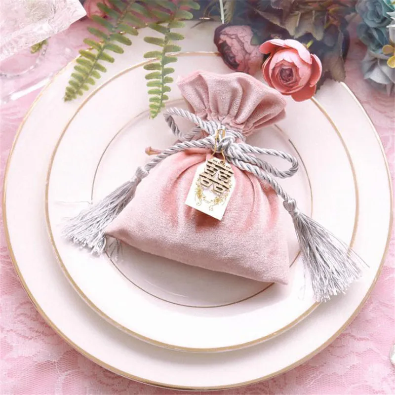 10 шт./лот оптовая продажа конфетная сумка шелковая подарочная сумочка для конфет