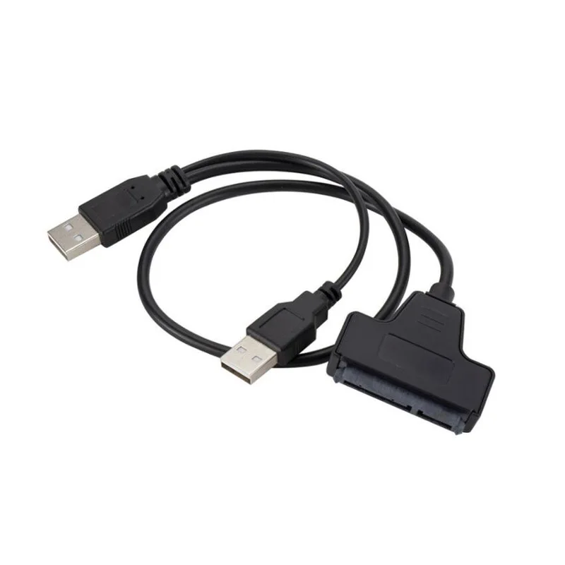 

New Dual USB 2.0 SATA 7+15Pin 22pin Adapter Converter Cable for 2.5inch HDD SSD Hard Disk Drive Laptop Computer Cable Connector