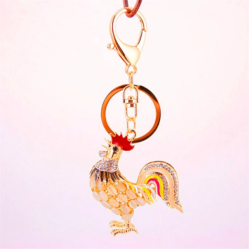 Кристалл Петух Курица Брелок Держатель Горный Хрусталь Женщин Сумка Подвеска