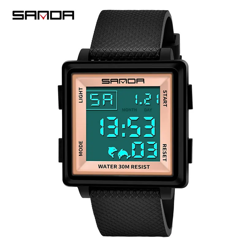 Мужские квадратные часы для студентов средней школы электронные мужские
