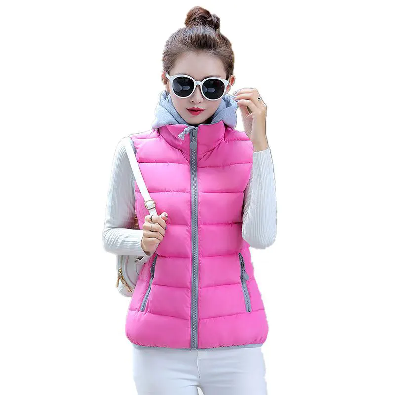 Осенне-зимний жилет женский 2021 Женская куртка без рукавов черный розовый теплый