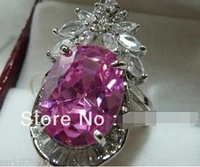hot sell beautiful pink crystal ladys ring size 7 8 9 bridal jewelry free shipping