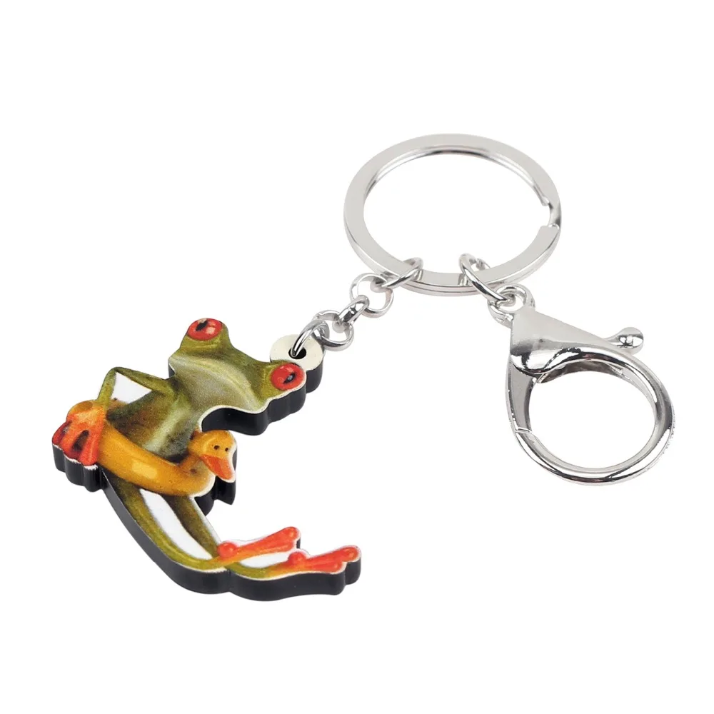 Bonsny Acrylic Swim Ring Frog Key Chains Keychain Holder Anime Animal Jewelry Gift For Women Girls Teens Bag Car Charms Pendant | Украшения