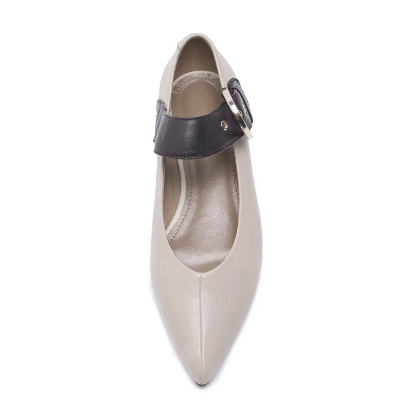 Odetina Luxury Sheep Skin Comfortable Women Flats Fashion Buckle Strap Mary Janes Pointed Toe Casual Shoes Spring Summer | Обувь