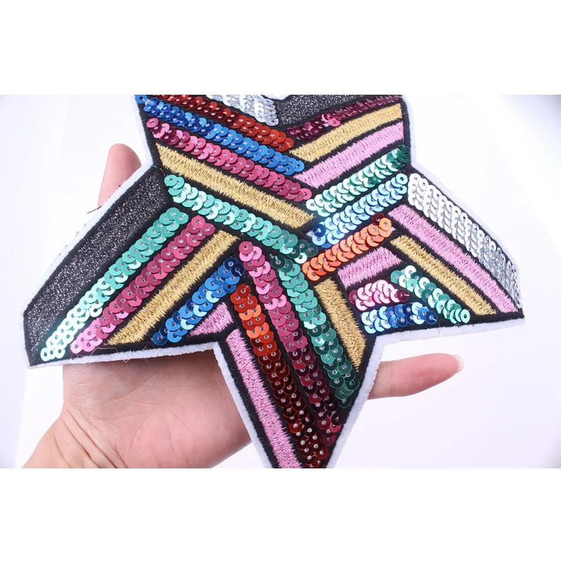 Prajna Sewing Accessories 3D Pentagram Patch Sequin Sew On Embroidered Patches For Clothes T-shirt Badges Applique Washable DIY | Дом и сад