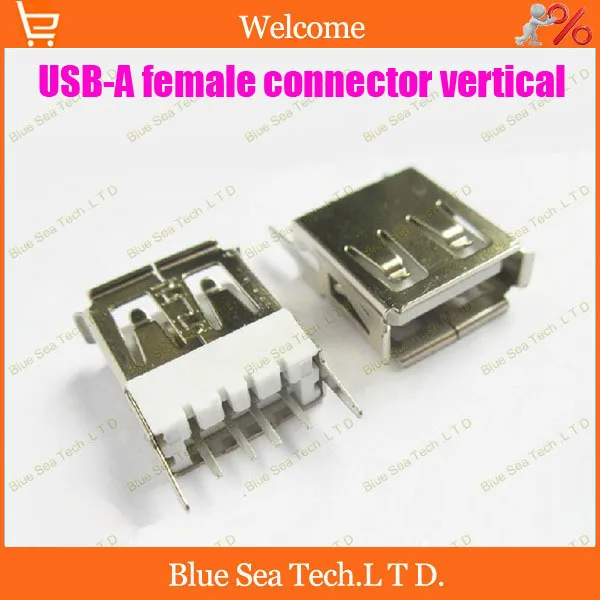 Бесплатная доставка 50 планшетов Женский USB разъем женский типа А вертикальный 180
