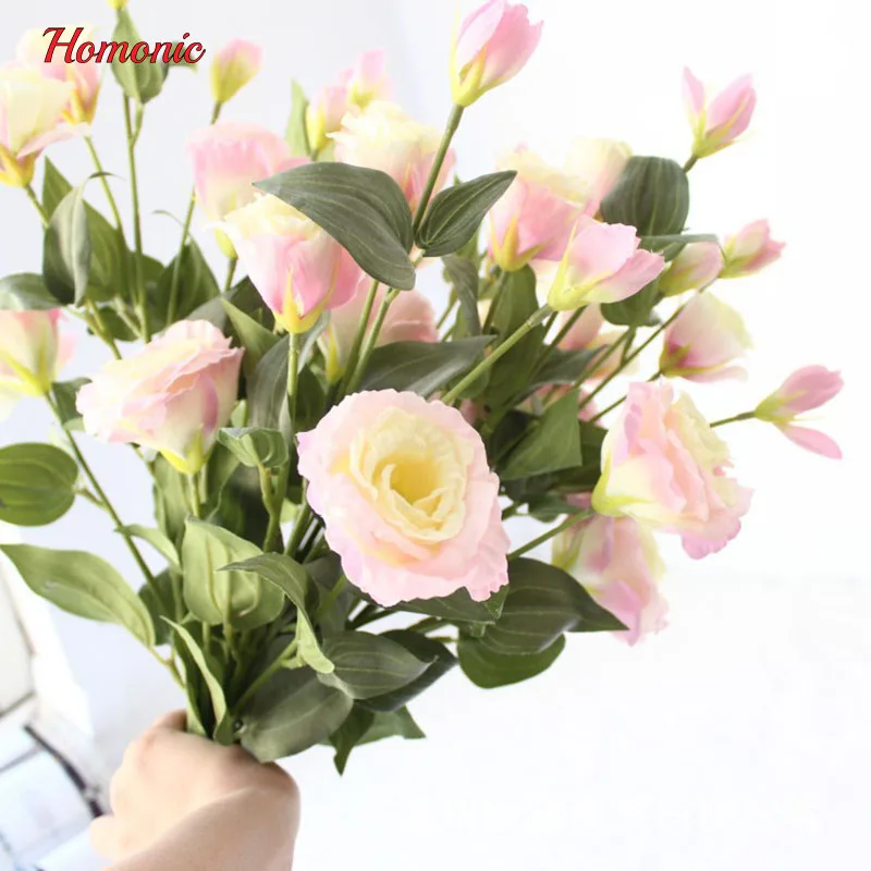 6 головок искусственная Цветочная подделка Eustoma Gradiflorus Lisianthus декоративные слики