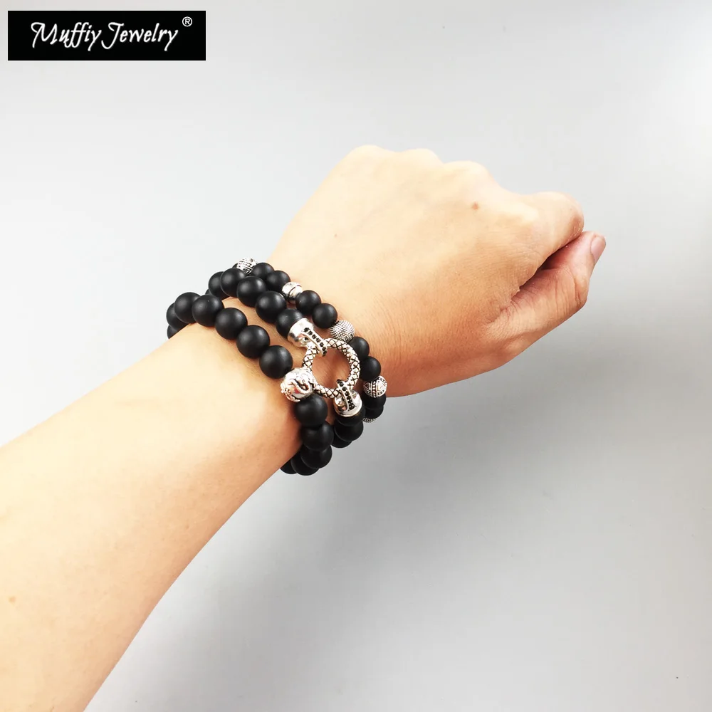 Браслеты из бусин сделай сам с черным ониксом и серебряным драконом кармой супер