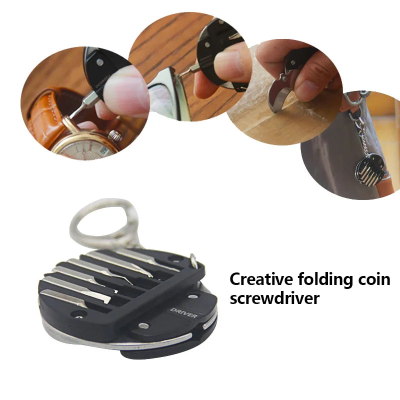 1 шт. стальной складной карманный нож Отвертка в форме монеты Выживание походный