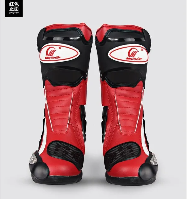 Мотоботы Pro biker SPEED Bikers Moto Racing boots кожаные высокие ботинки для мотокросса черные/белые/красные B1002 - Цвет: Красный