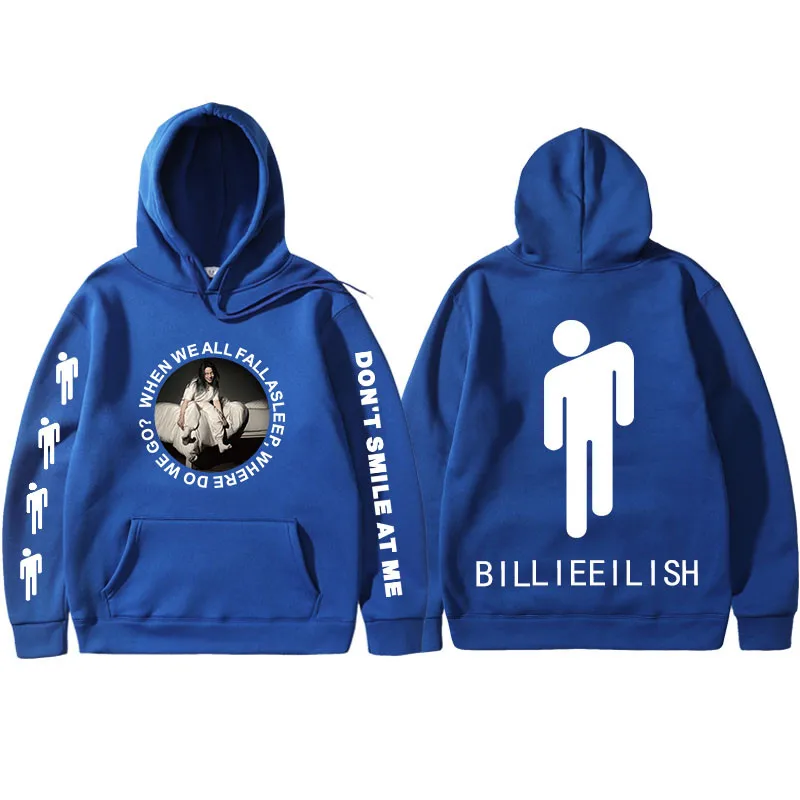 Весна, худи Billie Eilish, с принтом, с капюшоном, для женщин и мужчин, толстовка, Одежда Harajuku, повседневная,, толстовки Kpop, толстовки - Цвет: blue