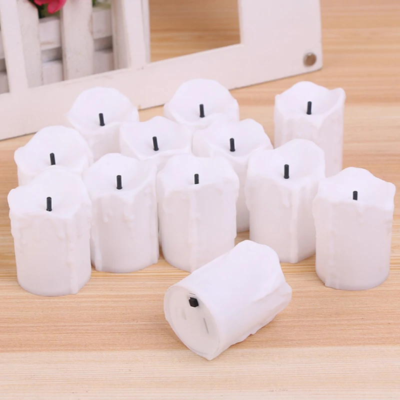 12 шт./лот светодиодные электрические свечи на батарейках теплые белые