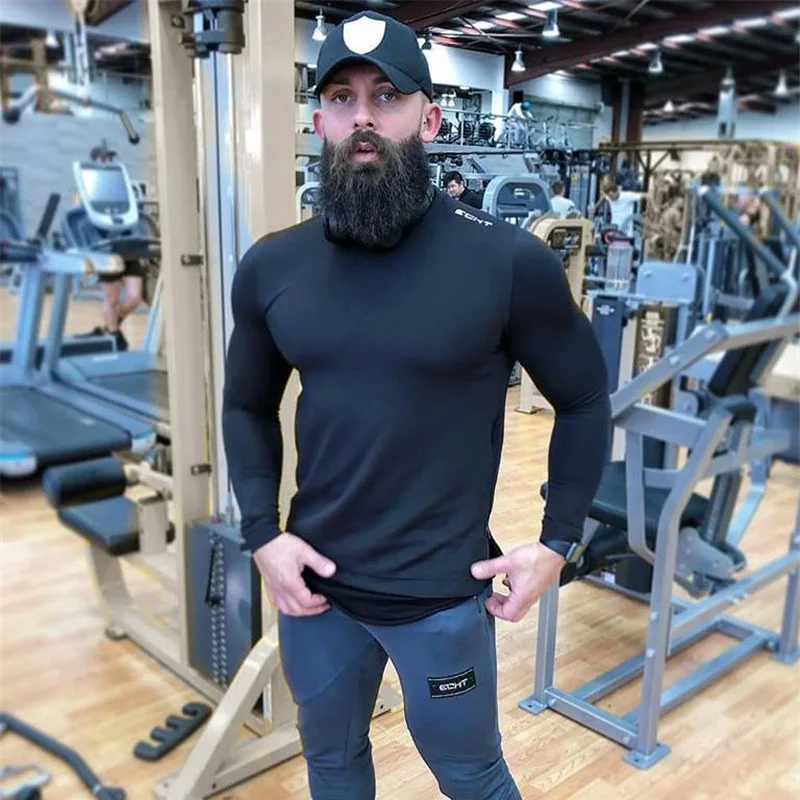 

Running Shirt Sport Men Gym T-shirts Man Workout Long Sleeves Quick Dry Gymwear Upper Clothing Men fitness room