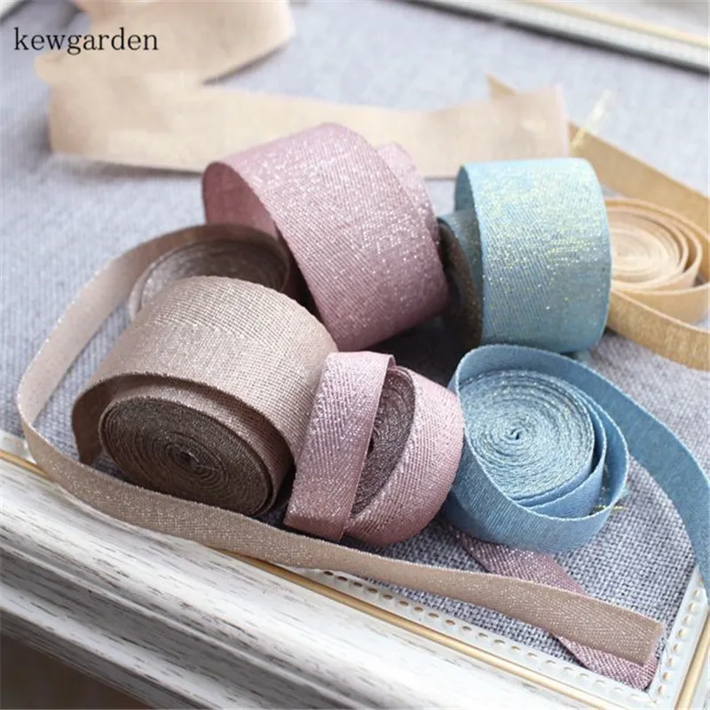 Kewgarden 25 мм 10 1 &quot3/8&quot Золотая проволока матовая текстура атласные ленты вручную
